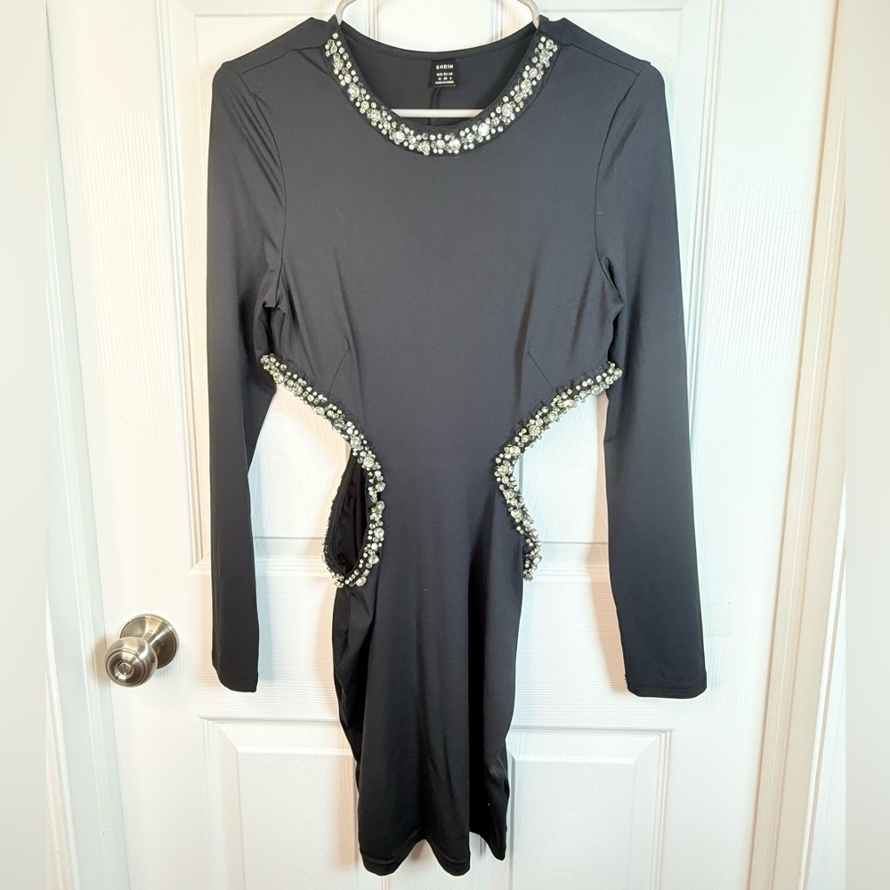 Elegant Black Dress with Embellished Details